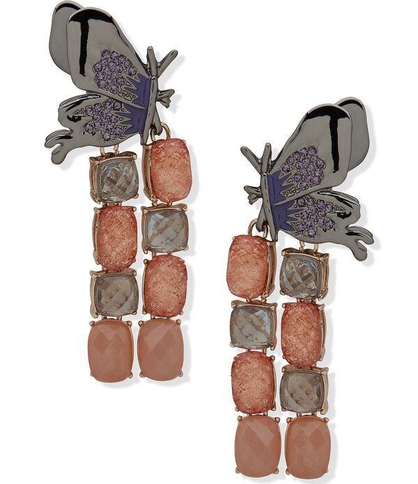 アンクライン レディース アクセサリー ピアス・イヤリング Anne Klein Butterfly & Stone Chandelier Earrings Black/Pink Multi ブラック 10,836円
