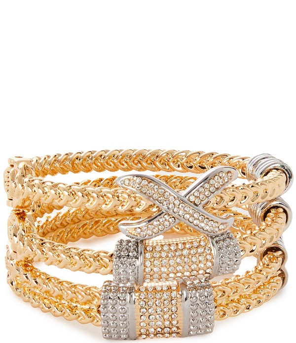 ナターシャ アクセサリー レディース ブレスレット・バングル・アンクレット Natashaccessories Two Tone Crystal Hinge Bracelet Setwo Tone