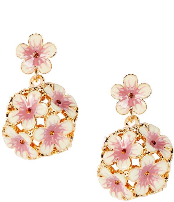 ナターシャ アクセサリー レディース ピアス・イヤリング Natashaccessories 3D Painted Flower Statement Drop Earrings Gold/Pink ピンク