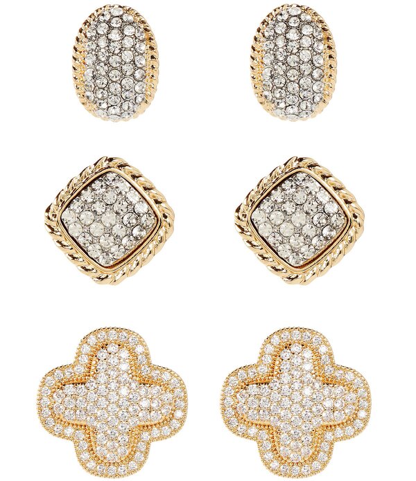 ナターシャ アクセサリー レディース ピアス・イヤリング Natashaccessories Crystal Two Tone Stud Earring Setwo Tone
