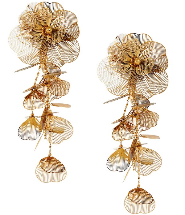 ナターシャ アクセサリー レディース ピアス・イヤリング Natashaccessories Filagree Flower Statement Chandelier Earrings Gold ゴールド｜ReVida 店