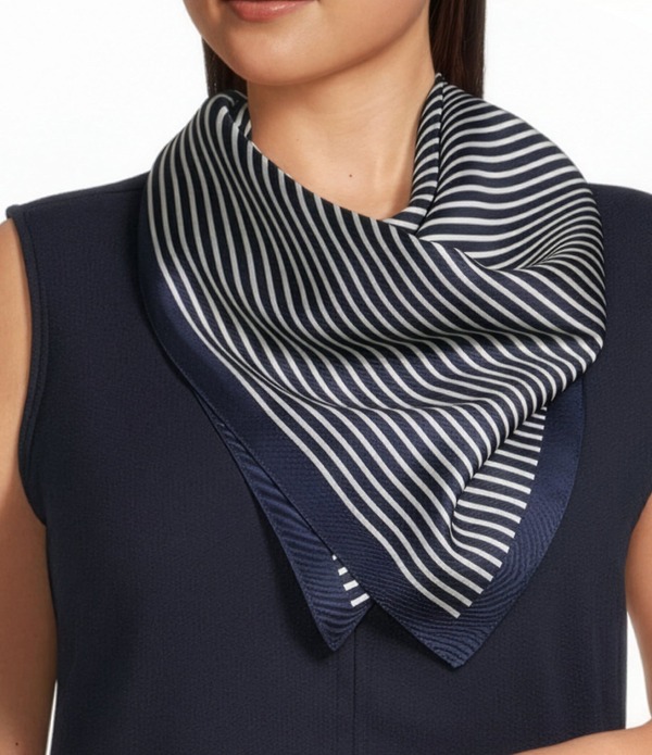 エイリーンフィッシャー レディース 付属品 えり巻き・袈裟・えり巻き 刷り上げる 地絹 Eileen Fisher Striped Printed Silk Twill Bandana Scarf Ink 縞模様