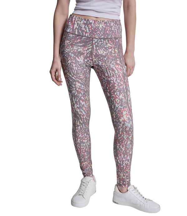 ダナキャラン レディース ボトムス カジュアルパンツ ハイウエスト プリント レギンス DKNY Sport By Donna Karan Printed Interlock High Waist 7/8 Fitness Leggings Fractalsunkissed