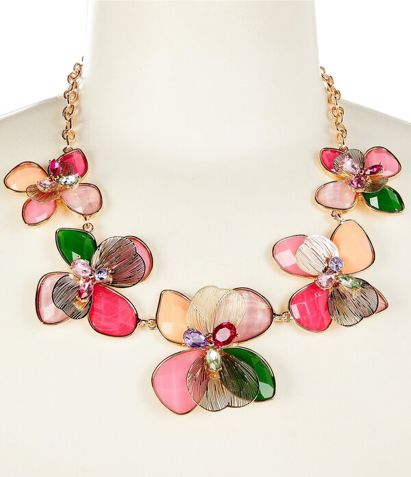 ディラーズ レディース アクセサリー ネックレス・チョーカー レース Dillard's Multi Bright Color Stone Graduating Flower Frontal Statement Necklace Gold/Multi ゴールド