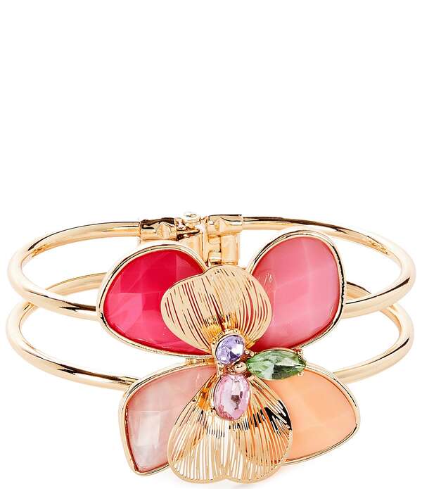 ディラーズ レディース アクセサリー ブレスレット・バングル・アンクレット Dillard's Multi Bright Color Stone Flower Wire Hinge Bracelet Gold/Multi ゴールド
