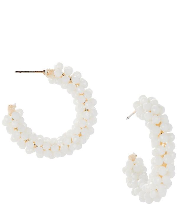 ディラーズ レディース アクセサリー ピアス・イヤリング Dillard's Glass Bead Wrapped Small Wire Hoop Earrings Gold/White ホワイト