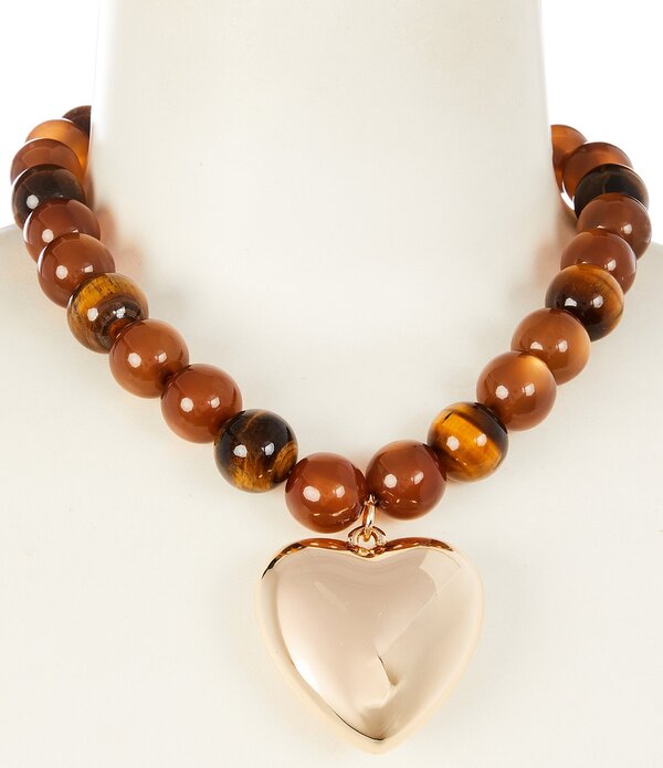 アンナ&アヴァ レディース アクセサリー ネックレス・チョーカー レース Anna & Ava Puffy Heart Pendantortoise Ball Statement Necklace Brown/Gold ブラウン