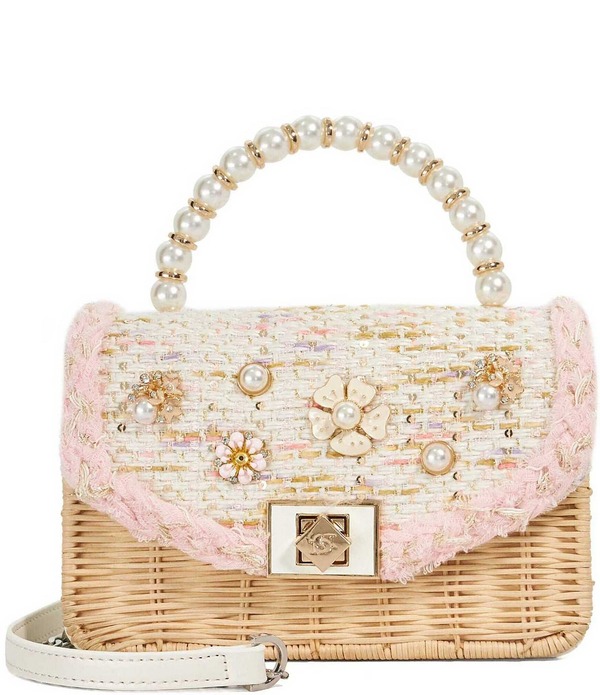 デューンロンドン レディース 御徒面子 Dune London Blooms Boucle and Raffia Crossbody Bag Blush 毛はらい