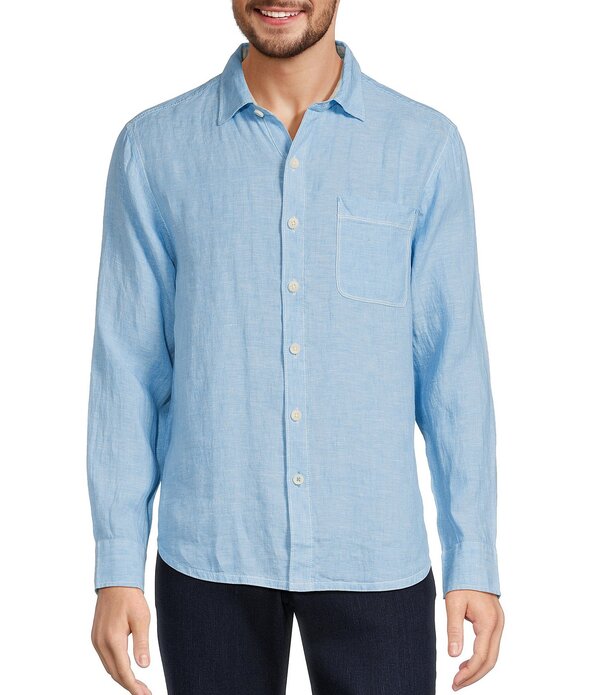 トッミーバハマ メンズ トップス シャツ リネン Tommy Bahama Linen Paradise Breezer Long Sleeve Woven Shirt Glass Bead Blue ブルー