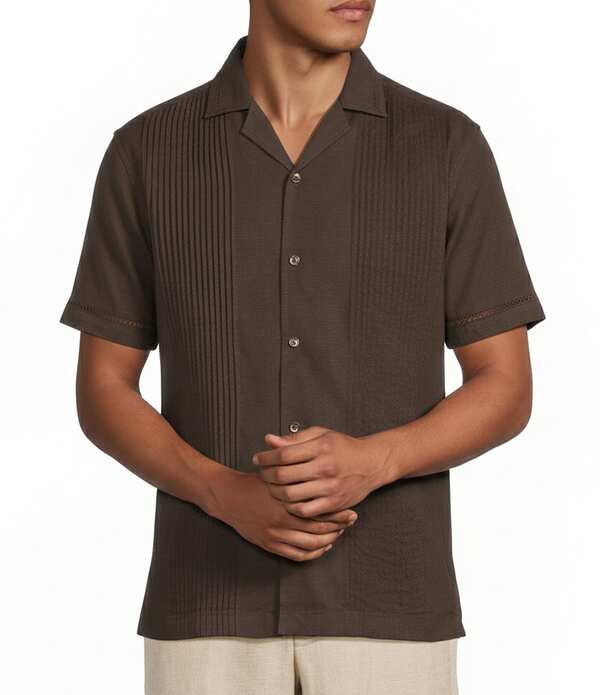 ムラノ メンズ トップス シャツ リネン Murano Baird McNutt Linen Stripe Short Sleeve Woven Camp Shirt Dark Brown ブラウン 22,176円
