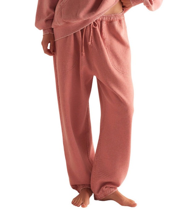 フリーピープル レディース ボトムス カジュアルパンツ プラスサイズ コットン ダウン ジョガーパンツ Free People Slow It Down Plush Cotton Blendrawstring Tie Coordinating Lounge Joggers Rose Dawn｜ReVida 店