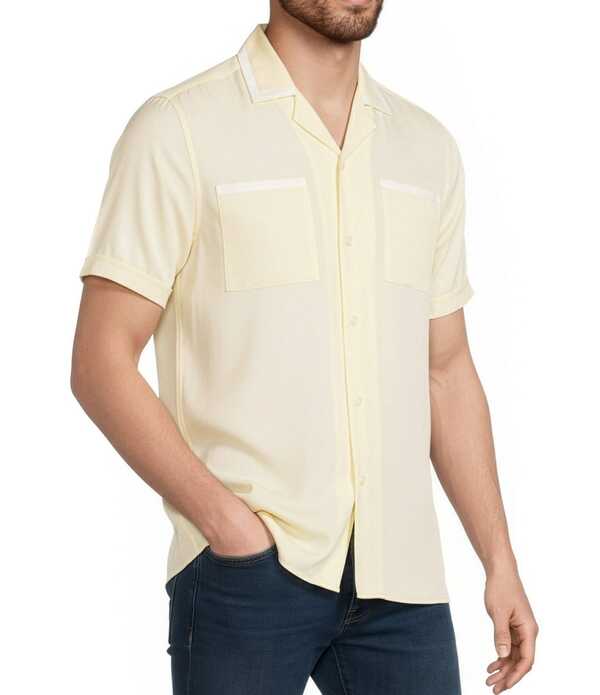 ムラノ メンズ トップス シャツ スリムフィット Murano Palm Springs Collection Slim Fit Color Block Short Sleeve Woven Camp Shirt Palemon