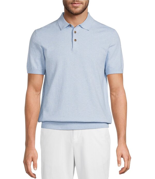 ラウンドトゥリーアンドヨーク メンズ トップス シャツ セーター ニット ジャージー Roundtree & Yorke Roundtree & York Short Sleeve Jersey Solid Sweater Knit Polo Light Blue ブルー