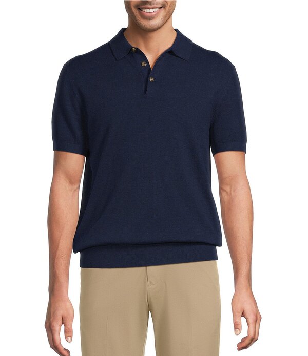 ラウンドトゥリーアンドヨーク メンズ トップス シャツ セーター ニット ジャージー Roundtree & Yorke Roundtree & York Short Sleeve Jersey Solid Sweater Knit Polo Navy ネイビー