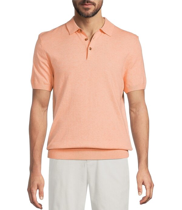 ラウンドトゥリーアンドヨーク メンズ トップス シャツ セーター ニット ジャージー Roundtree & Yorke Roundtree & York Short Sleeve Jersey Solid Sweater Knit Polo Peach ピーチ