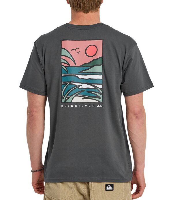 クイックしろがね色 メンズ トップス プルオーバー Quiksilver Happy Trailshort Sleeve T-Shirt Iron Gate