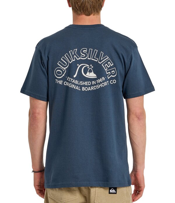 クイックしろがね色 メンズ トップス プルオーバー ロゴタイプ Quiksilver Bubble Arch Logo Short Sleeve T-Shirt Dark Denim ジーンズ