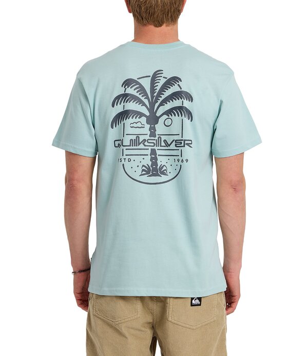 クイックしろがね色 メンズ トップス プルオーバー Quiksilver Uno Palm Short Sleeve T-Shirt Blue Haze 青色
