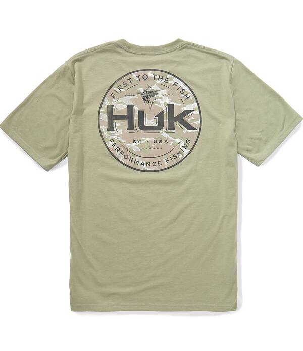 引っ掛かり メンズ トップス プルオーバー Huk Marlin Circle Performance Short Sleeve T-Shirt Seagrass