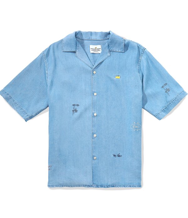 スコッチアンドソーダ メンズ トップス シャツ Scotch & Soda Basquiat Indigo Short Sleeve Woven Shirt Washed Indigo インディゴ｜ReVida 店