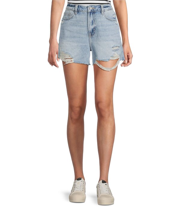 ヒドゥン ジーンズ レディース ボトムス ハーフパンツ・ショーツ ショートパンツ デニム Hidden Jeans Finn High Rise Distressedenim Shorts Med Wash デニム