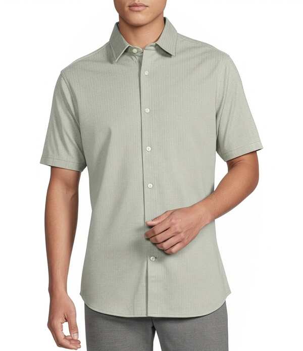 ダニエル クレミュ メンズ トップス シャツ コットン コート Daniel Cremieux Signature Label Solid Pima Cotton Short Sleeve Coat Front Shirt Oil Green グリーン｜ReVida 店