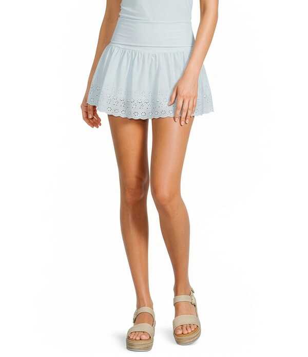 ジービー レディース ボトムスカート ミニ 刺繍 GB Embroidered Eyelet Coordinating Mini Skort Cornflower|ReVida 店