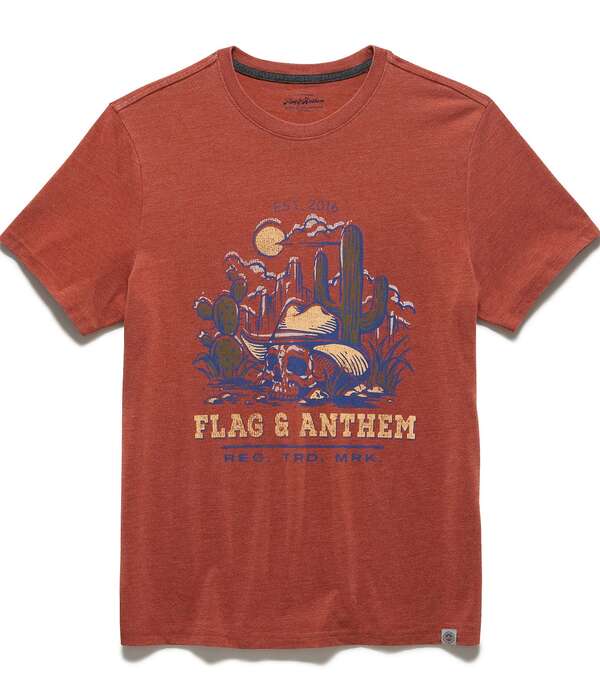 信号旗 アンド アンセム メンズ トップス プルオーバー Flag And Anthem Skull Catcus Valley Short Sleeve Burnout-Shirt Burnt Orange オレンジ色