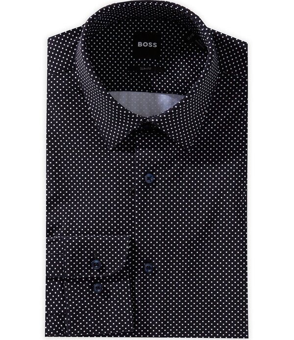 ヒューゴボス メンズ トップス シャツ スリムフィット プリント Hugo Bosslim Fit Performance Spread Collar Pin Dot Print Dresshirt Dark Blue ブルー