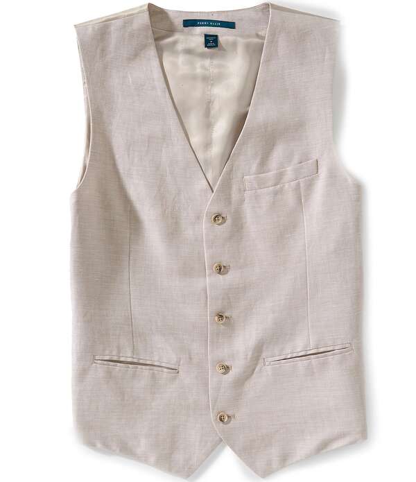 ペリーエリス メンズ アウター ベスト リネン Perry Ellis Linen Blend Herringbone Vest Naturalinen