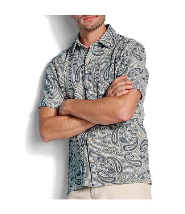 ジョンストンアンドマーフィー メンズ トップス シャツ Johnston & Murphy Linden Paisley Short Sleeve Woven Shirt Blue Paisley ブルー