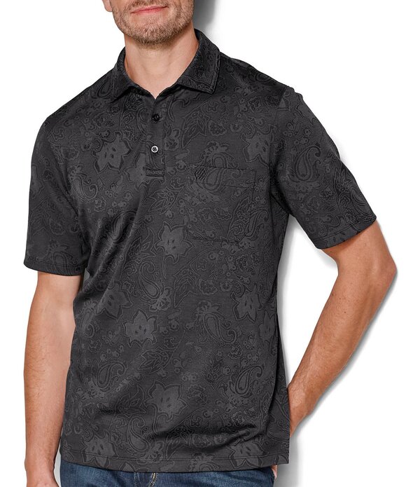 ジョンストンアンドマーフィー メンズ トップス シャツ Johnston & Murphy Evans Paisley Jacquard Short Sleeve Polo Shirt Black Paisley ブラック