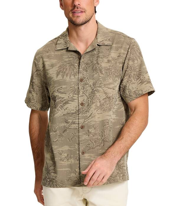 トッミーバハマ メンズ トップス シャツ トール Tommy Bahama Big & Tall Coastal Ease Palmshort Sleeve Woven Camp Shirt Shitake
