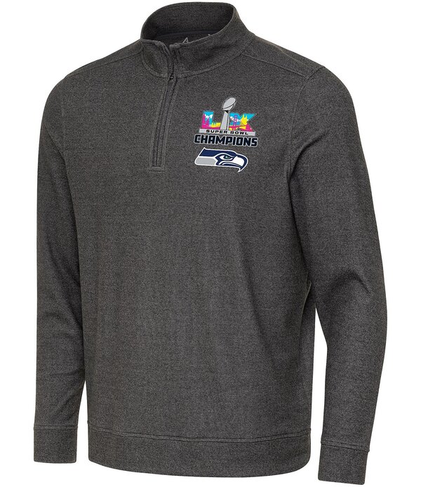 アンティグア メンズ アウター ニット・セーター Antigua NFL Seattle Seahawksuper Bowl 60 Championsubtle Quarter-Zipullover Black ブラック