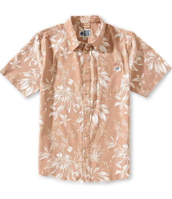 ソルティークルー メンズ トップス シャツ プリント Salty Crew Drifter Short Sleeve Tropical Printed Woven Shirt Bronze Brown ブラウン