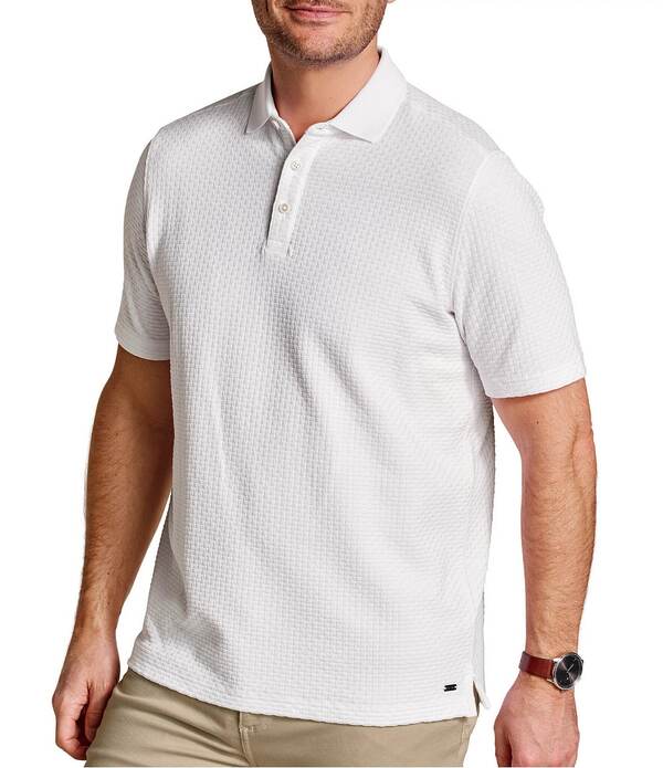 ジョンストンアンドマーフィー メンズ トップス シャツ Johnston & Murphy Tilson Textured Short Sleeve Polo Shirt White ホワイト