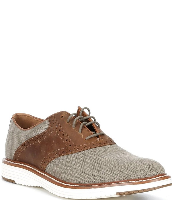 ジョンストンアンドマーフィー メンズ シューズ オックスフォード ブローグ ニット Johnston & Murphy Men's Upton Knit Brogue Saddle Oxfords Taupe トープ