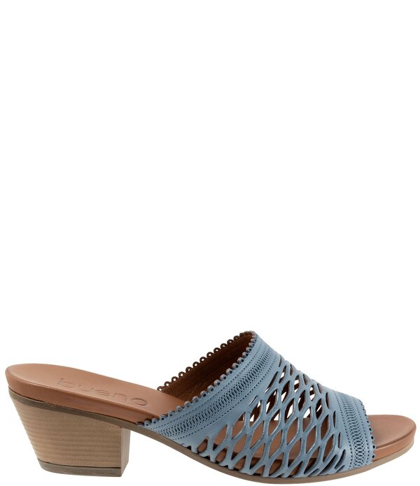 ブエノ レディース シューズ サンダル レザー ヒール Bueno Lillian Perforated Leather Block Heel Slide Sandals Denim デニム｜ReVida 店