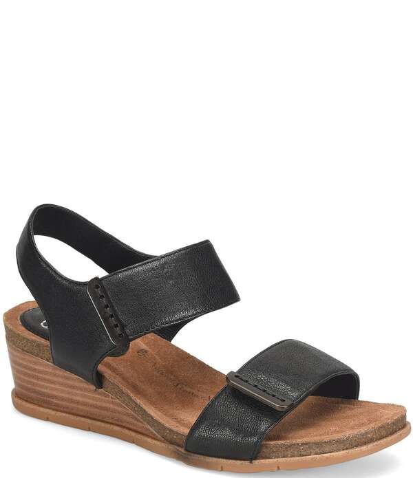 ソフト レディース シューズ サンダル レザー Sofft VerdiI Adjustableather Wedge Sandals Black ブラック