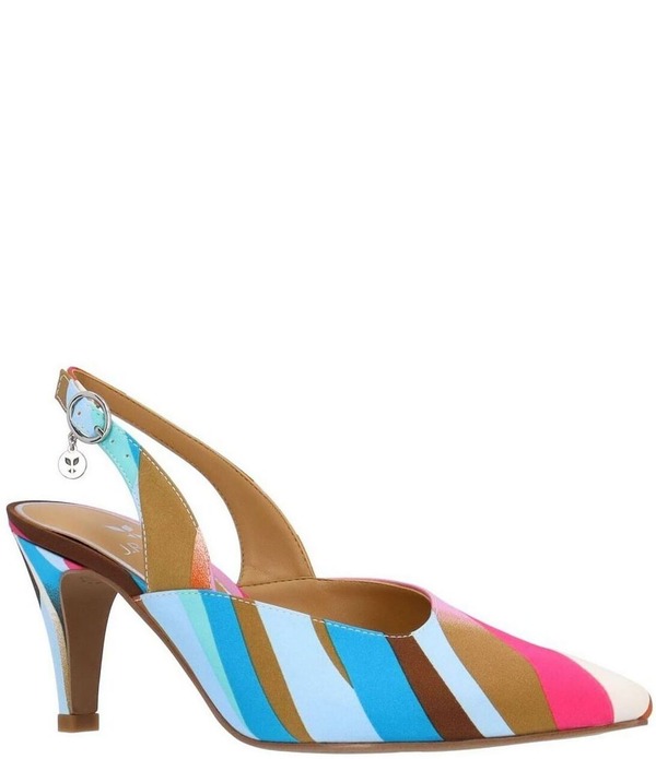 ジェイレニー レディース シューズ 踵 刷り上げる J. Renee Matina Printed Stripe Slingback Pointed Toe Dress Pumps Pink/Blue/Cream 皮膚軟化剤