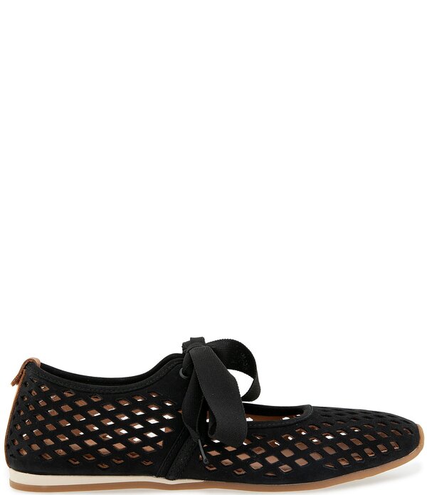ジェントルソウルズ レディース シューズ パンプスエード Gentle Souls Annalise Perforated Suede Bow Tie Mary Jane Ballerina Flats Black ブラック