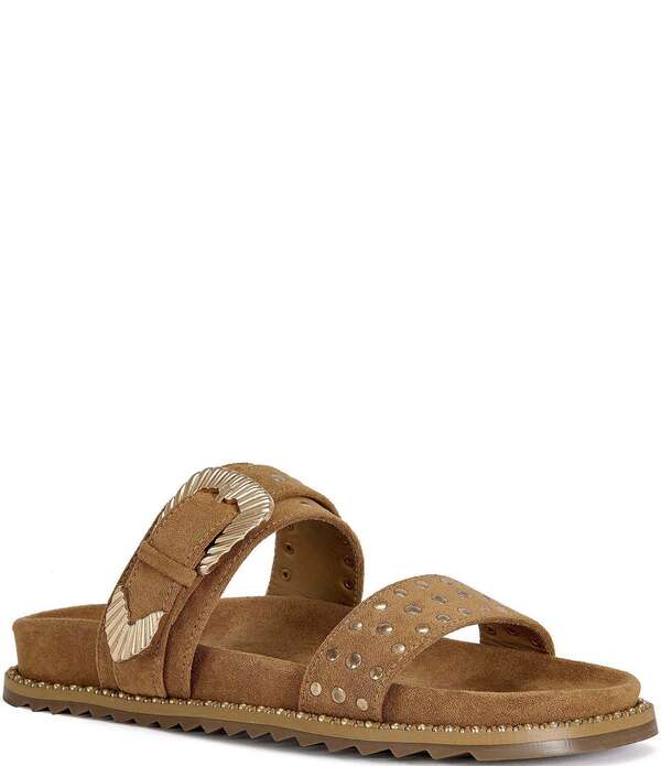 アザレア ワン レディース シューズ パンプス サンダル Azalea Wang Pallastudded Buckle Strap Slide Sandals Tan タン