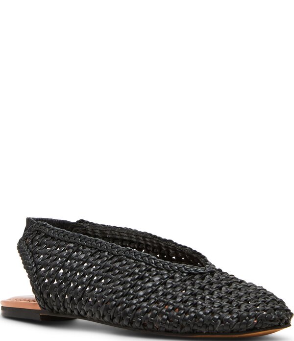スティーブ マデン レディース シューズ パンプス なめし革 Steve Madden Rumi Leather Woven Slingback Flats Black 黒いこと