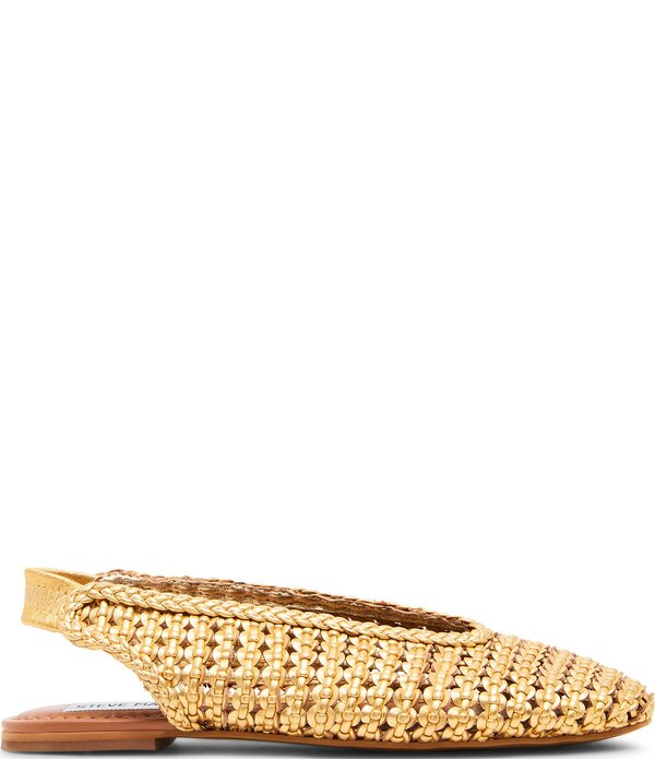スティーブ マデン レディース シューズ パンプス なめし革 Steve Madden Rumi Leather Woven Slingback Flats Gold ゴールド