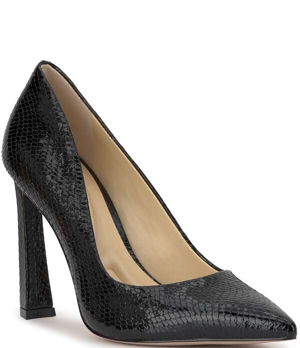 ジェシカシンプソン レディース シューズ 踵 Jessica Simpson Omissia Snakembossed Pointed Toe Pumps Black 黒いこと