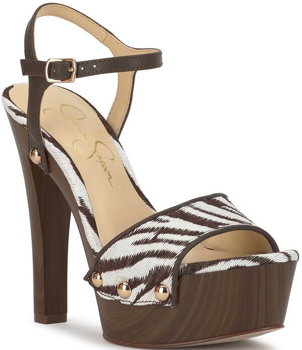 ジェシカシンプソン レディース シューズ サンダル プラットフォーム Jessica Simpson Calenta Zebra Woven Platform Sandals Ivory/Brown アイボリー