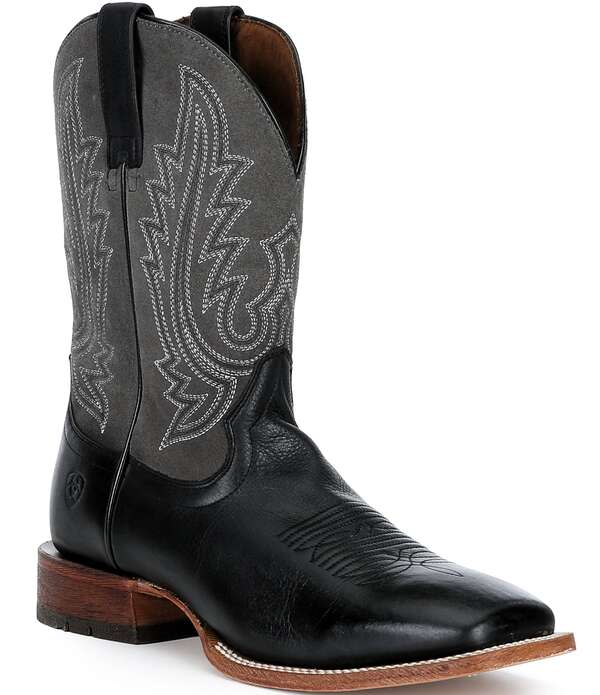 アリアト メンズ シューズ ブーツ・レインブーツ スエードクロス なめし革 Ariat Men\u0027s County Roads Leather and Suede Wide Square Toe Cowboy Boots Nightshade Black/Gunmetal Grey 黒いこと