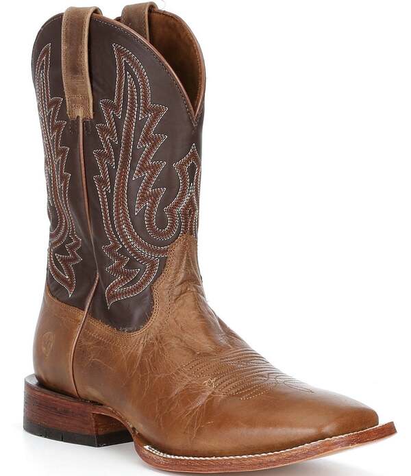 アリアト メンズ シューズ ブーツ・レインブーツ なめし革 Ariat Men\u0027s County Roads Leather Wide Square Toe Cowboy Boots Wheatan/Santa 鉄 Brown 赤銅色