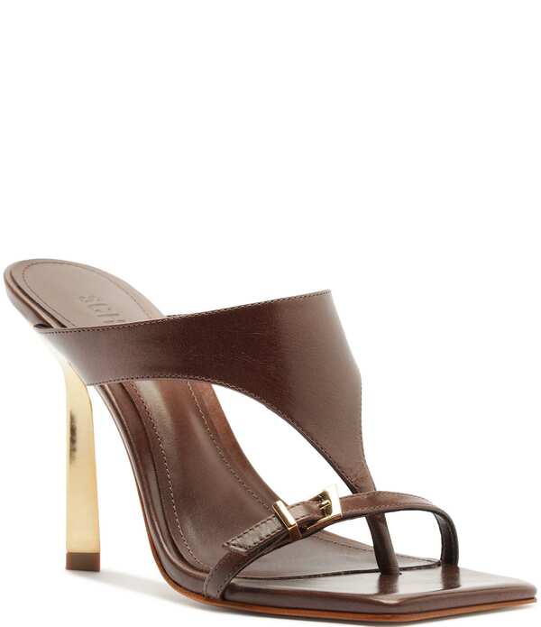 シュッツ レディース シューズ 踵 サンダル なめし革 Schutz Tana Leather Stiletto Higheel Dressandals Root Brown 赤銅色