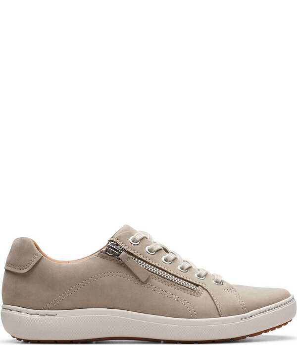 クラークス レディース シューズ スニーカー スエードクロス スピード競技 Clarks Artisanalle Nubuck Suede Side Zip Lace-Up Sneakerstone 石ころ